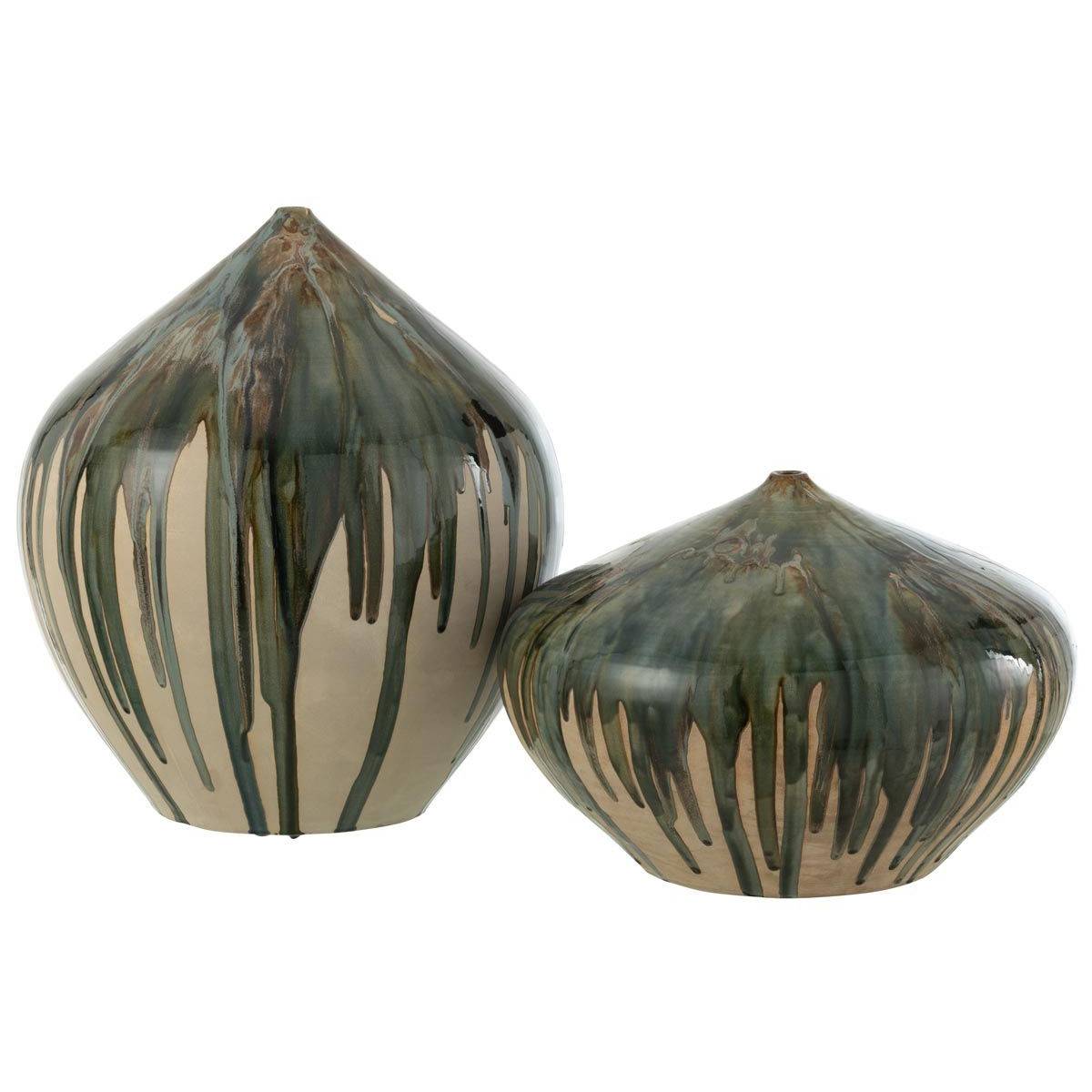 J-Line - Vase Haut en Céramique "Peinture" 45cm Vert - Image 2