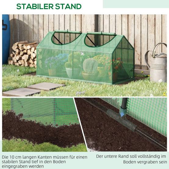 Mini Serre Tunnel Jardin Acier PE pour Tomates Protection Hivernage 120x60x60cm Vert - ComfortXL Outdoor Living - Image 6