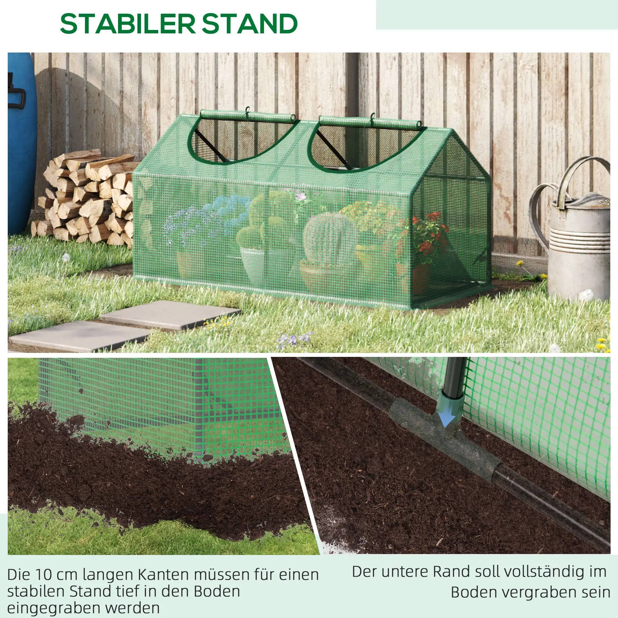 Mini Serre Tunnel Jardin Acier PE pour Tomates Protection Hivernage 120x60x60cm Vert - ComfortXL Outdoor Living - Image 6
