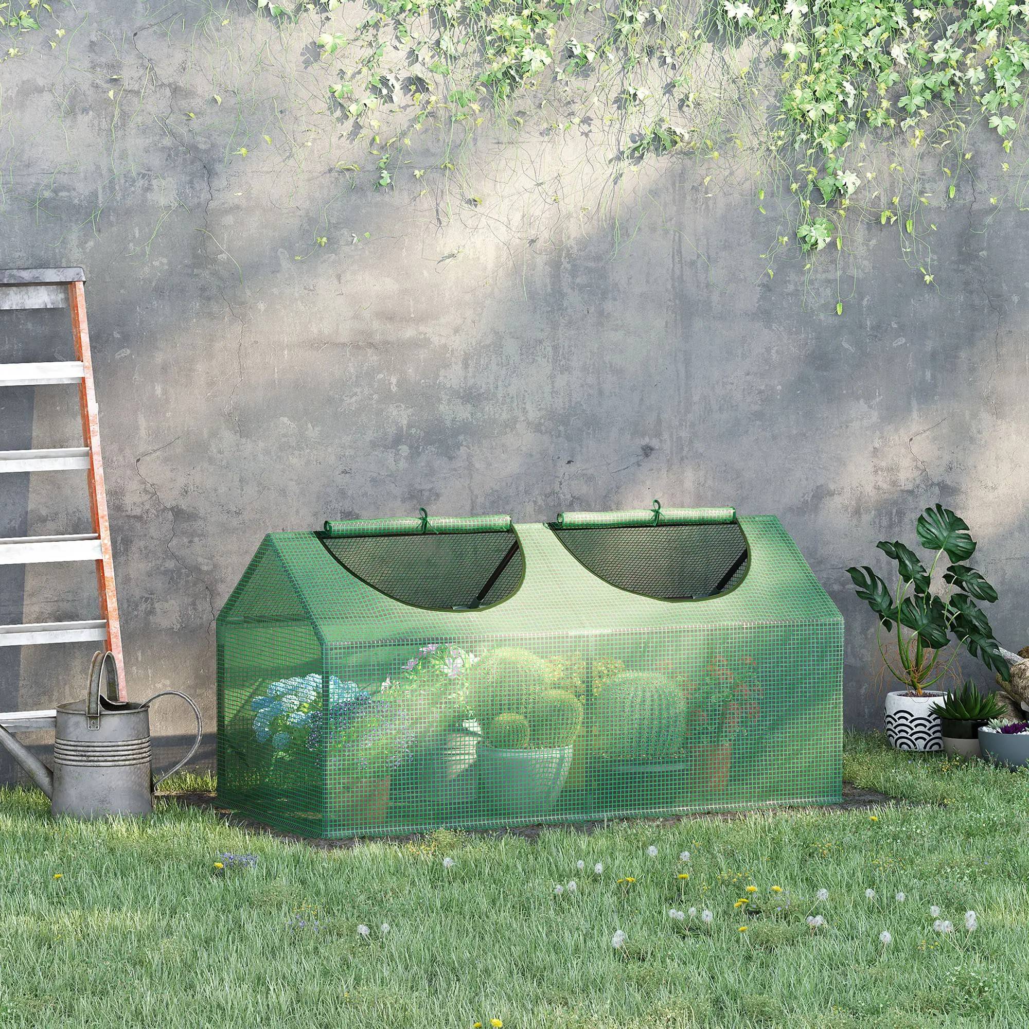 Mini Serre Tunnel Jardin Acier PE pour Tomates Protection Hivernage 120x60x60cm Vert - ComfortXL Outdoor Living - Image 1