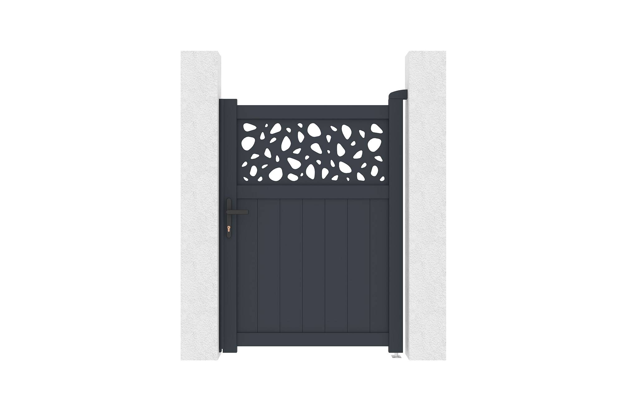 CASANOOV - Portail battant 3m DOLOMITE SUNNY H.140cm aluminium gris + 4 poteaux ELDA + Portillon 1m DOLOMITE SUNNY + motorisation Hicker B200 - Image 6