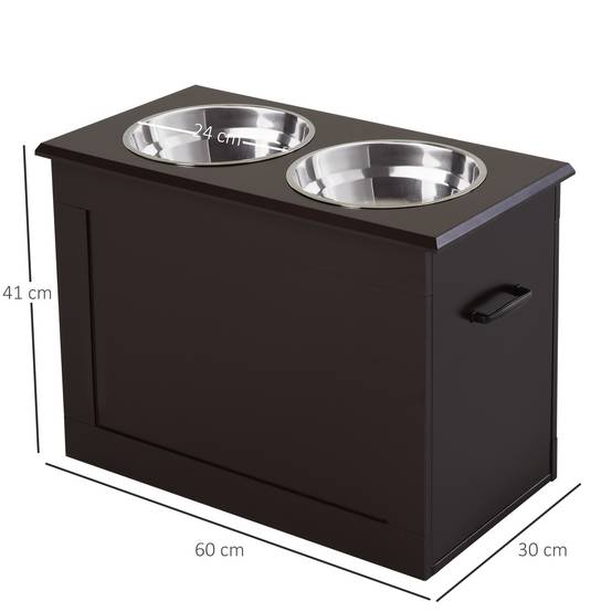 Station de gamelles MDF et acier inoxydable noir et argenté 60 x 30 x 41 cm - PANGIVO - Image 5