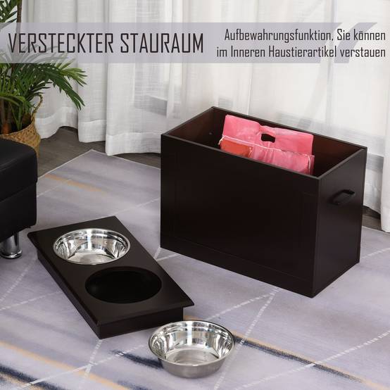Station de gamelles MDF et acier inoxydable noir et argenté 60 x 30 x 41 cm - PANGIVO - Image 6