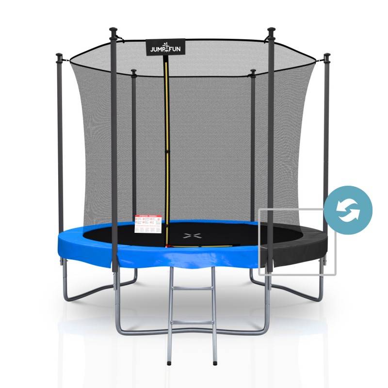 Trampoline extérieur Classique ø 244 cm- 8FT- Filet intérieur, Matelas de protection réversible et Echelle JUMP4FUN - Imagen 1