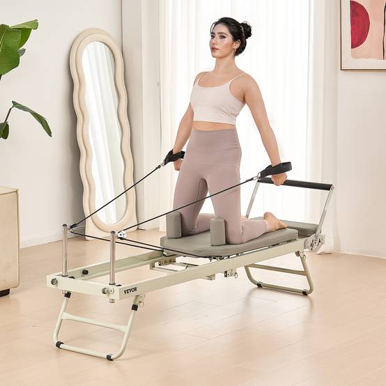 VEVOR Reformer Pilates pliable, charge 181,44 kg, double résistance. Kit pour débutants, avancés. - Image 8