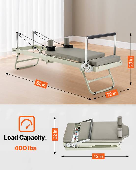 VEVOR Reformer Pilates pliable, charge 181,44 kg, double résistance. Kit pour débutants, avancés. - Image 7