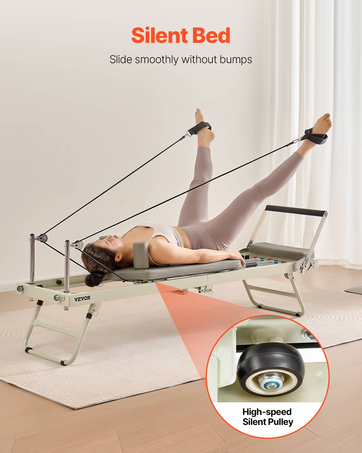 VEVOR Reformer Pilates pliable, charge 181,44 kg, double résistance. Kit pour débutants, avancés. - Image 4