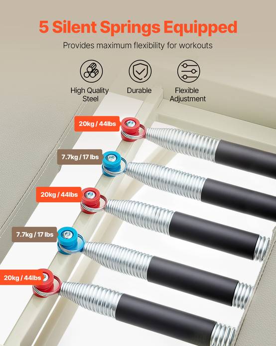 VEVOR Reformer Pilates pliable, charge 181,44 kg, double résistance. Kit pour débutants, avancés. - Image 2