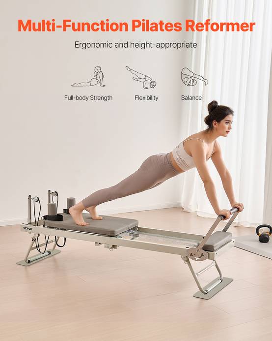 VEVOR Reformer Pilates pliable, charge 181,44 kg, double résistance. Kit pour débutants, avancés. - Image 6