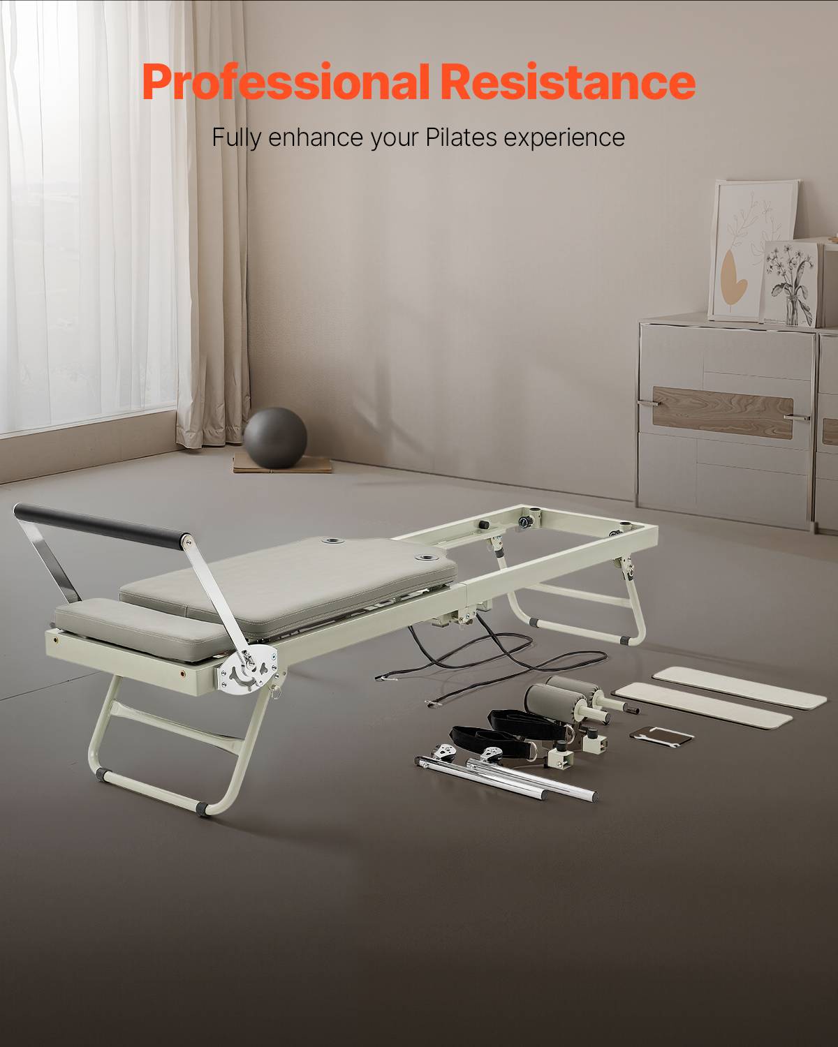 VEVOR Reformer Pilates pliable, charge 181,44 kg, double résistance. Kit pour débutants, avancés. - Image 3