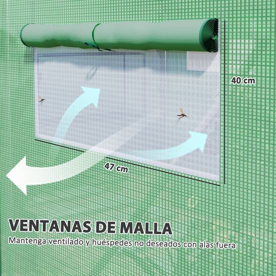 Grande Serre Tunnel Acier Galvanisé 12m² pour Potager 3 Portes 6 Fenêtres 4x3x2 m Vert - ComfortXL Outdoor Living - Image 7