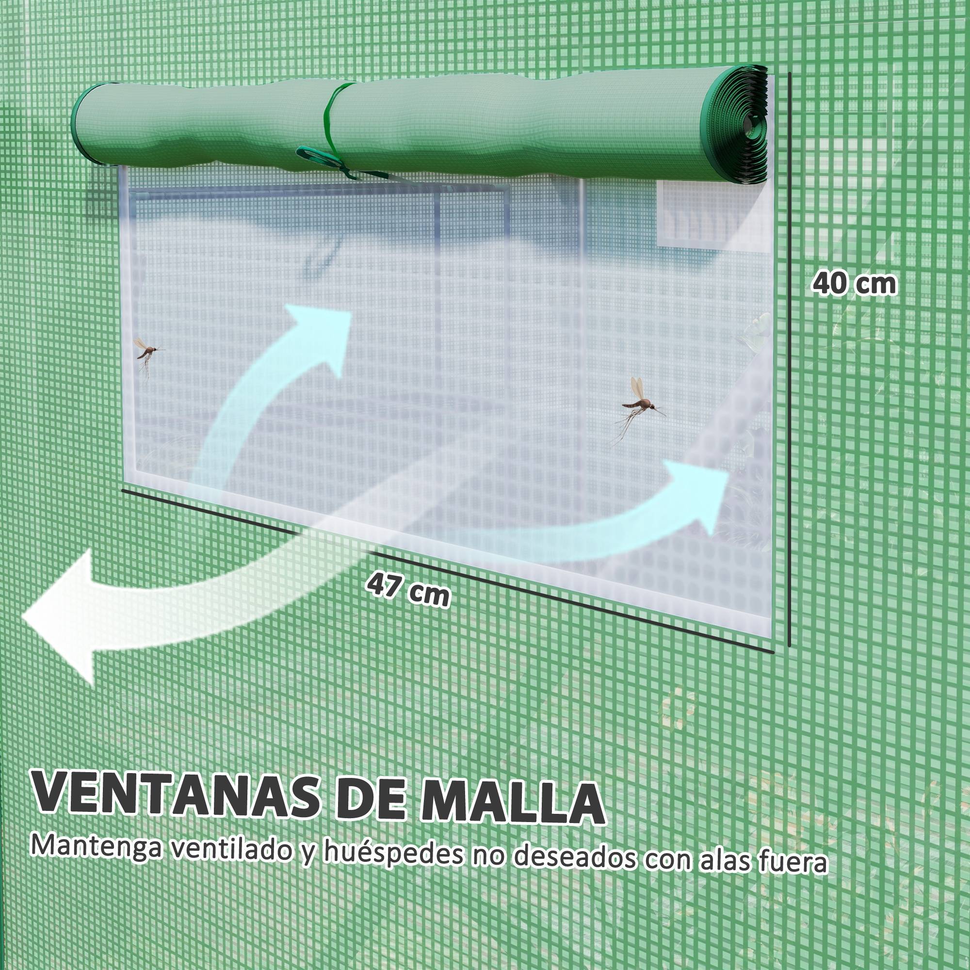 Grande Serre Tunnel Acier Galvanisé 12m² pour Potager 3 Portes 6 Fenêtres 4x3x2 m Vert - ComfortXL Outdoor Living - Image 7
