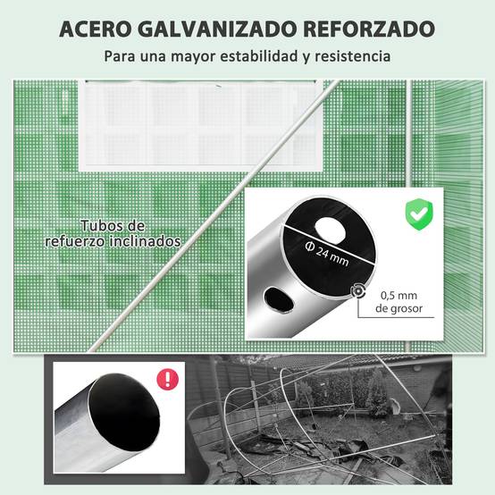 Grande Serre Tunnel Acier Galvanisé 12m² pour Potager 3 Portes 6 Fenêtres 4x3x2 m Vert - ComfortXL Outdoor Living - Image 9