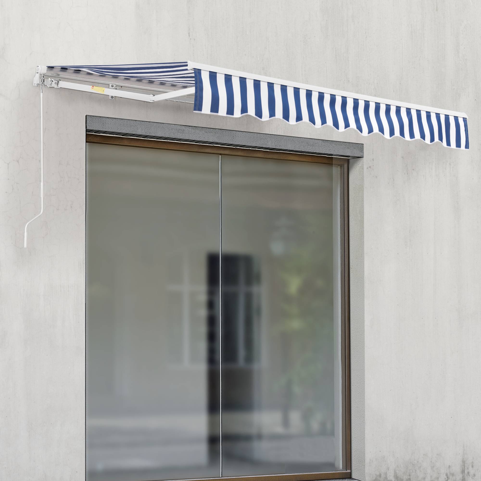 Store Banne Bitonto avec Manivelle 250 x 200 cm Bleu Blanc [en.casa] - Imagen 4