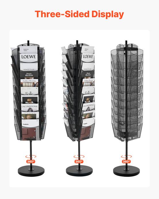 VEVOR Présentoir à brochures rotatif sur pied en maille 4 niveaux 30 pochettes - Image 4