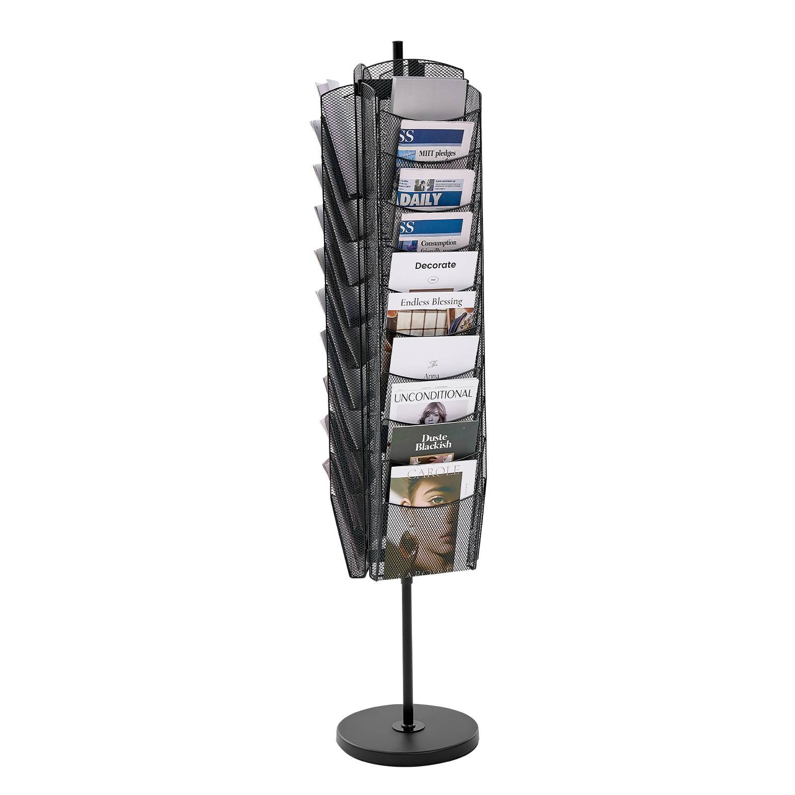 VEVOR Présentoir à brochures rotatif sur pied en maille 4 niveaux 30 pochettes - Image 1