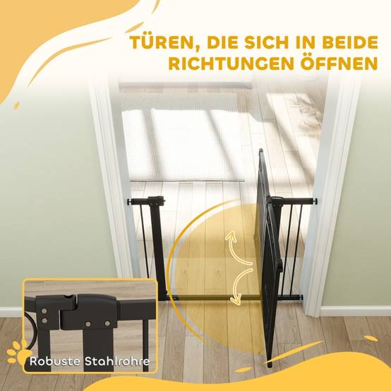 Barrière de sécurité extensible 77cm avec chatière intégrée pour porte et escalier Noir – ComfortXL Outdoor Living - Image 6