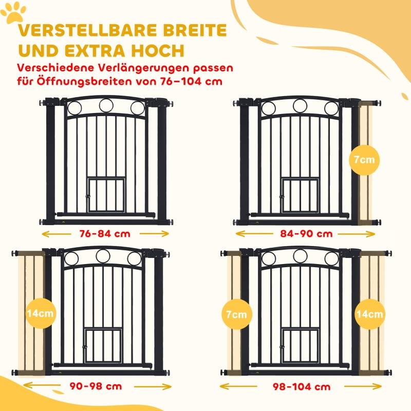 Barrière de sécurité extensible 77cm avec chatière intégrée pour porte et escalier Noir – ComfortXL Outdoor Living - Image 4
