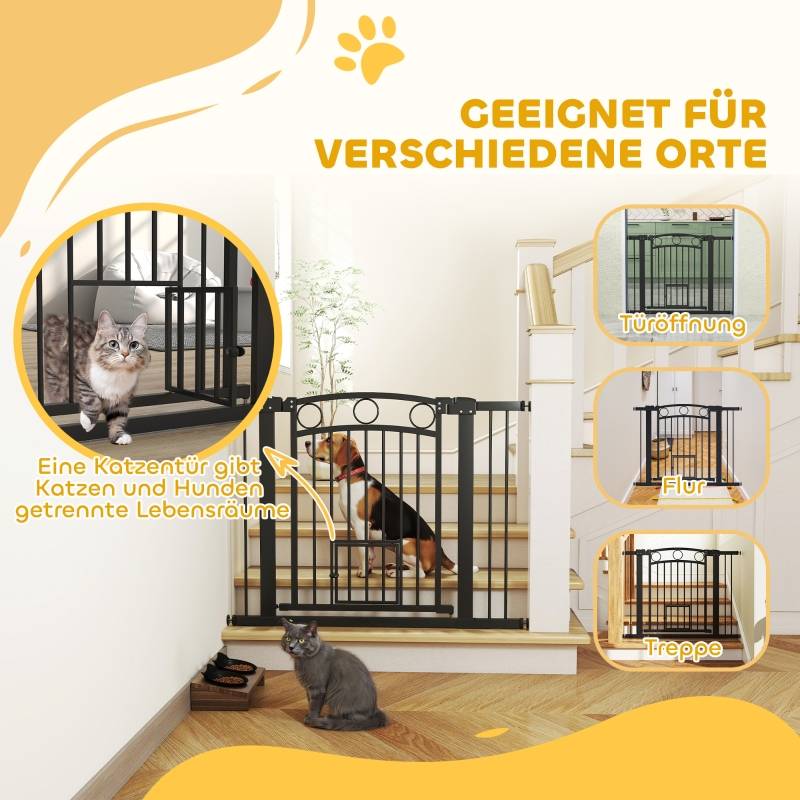 Barrière de sécurité extensible 77cm avec chatière intégrée pour porte et escalier Noir – ComfortXL Outdoor Living - Image 7