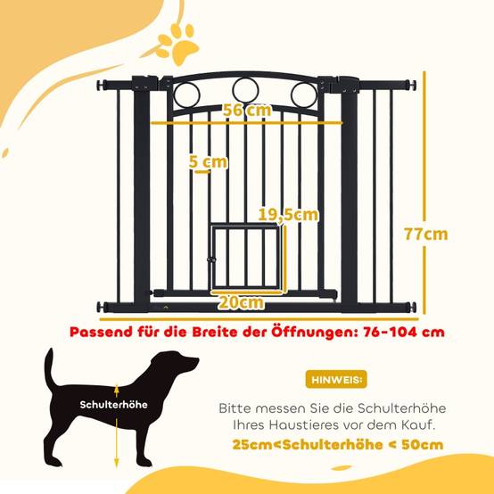 Barrière de sécurité extensible 77cm avec chatière intégrée pour porte et escalier Noir – ComfortXL Outdoor Living - Image 3