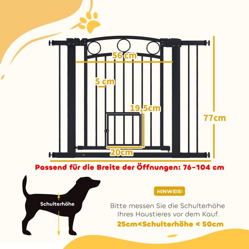 Barrière de sécurité extensible 77cm avec chatière intégrée pour porte et escalier Noir – ComfortXL Outdoor Living - Image 3