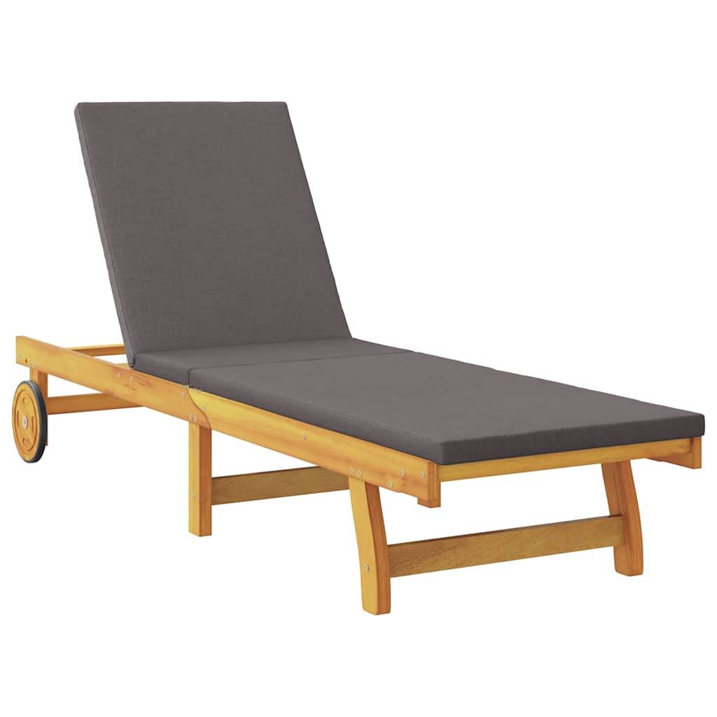 Set Transat Double Acacia Massif Jardin Terrasse Coussins Inclinable Gris Foncé - ComfortXL Outdoor Living - Image 4