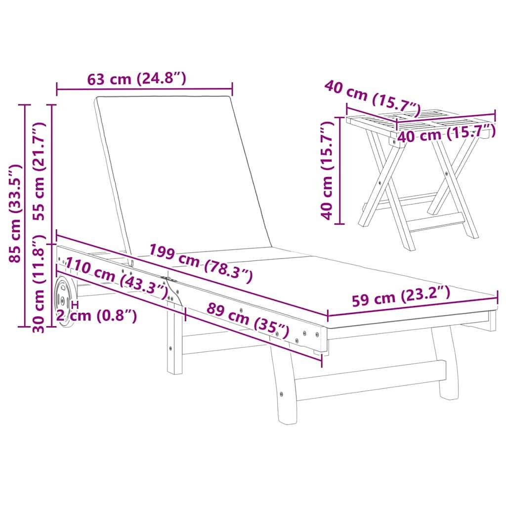 Set Transat Double Acacia Massif Jardin Terrasse Coussins Inclinable Gris Foncé - ComfortXL Outdoor Living - Image 10