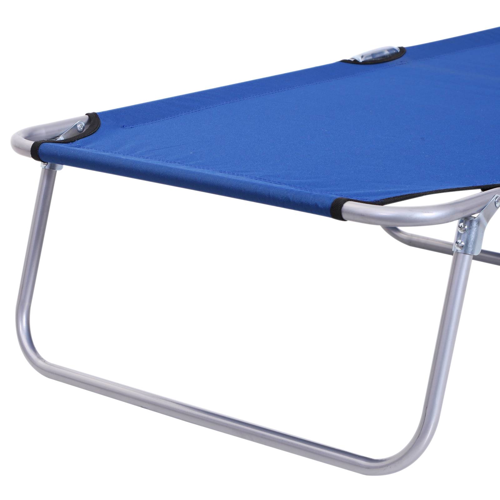 Outsunny - Transat Bain de Soleil Chaise Longue Pliante 187x58x36cm Dossier Inclinable Multi-positions Pare-Soleil Réglable bleu - Outsunny - Image 8