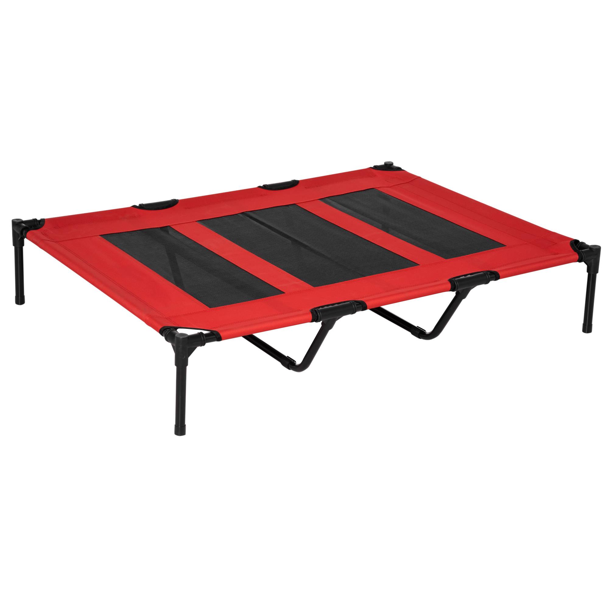 Lit pour chien surélevé en métal et Oxford Rouge 122 x 92 x 23 cm - PANGIVO - Image 1
