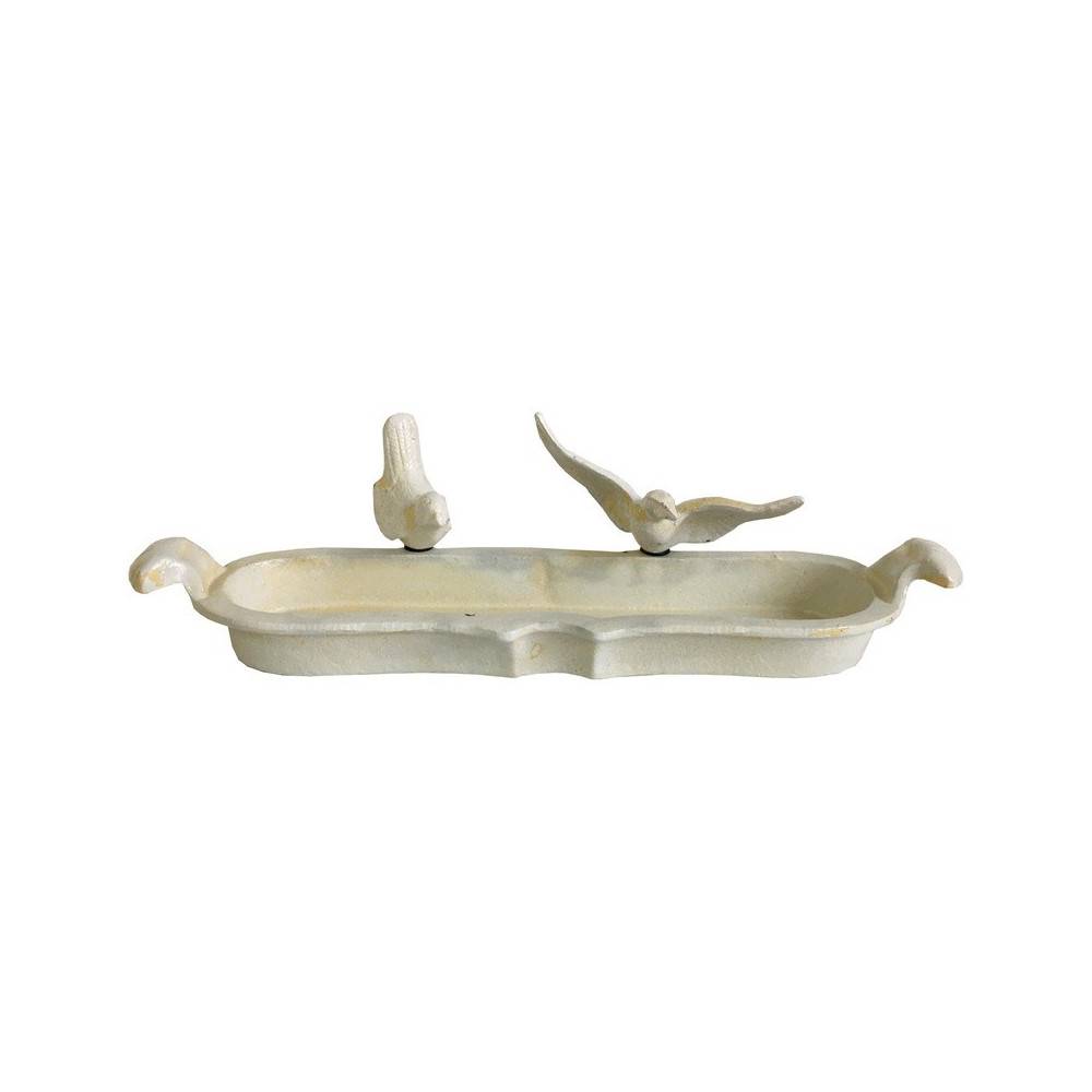 Bain d'oiseaux en fonte blanche 44 x 10.5 x 4 cm Chemin de campagne - Imagen 1