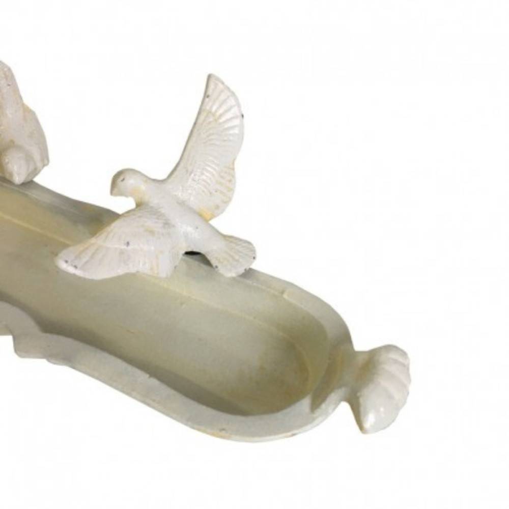 Bain d'oiseaux en fonte blanche 44 x 10.5 x 4 cm Chemin de campagne - Imagen 5