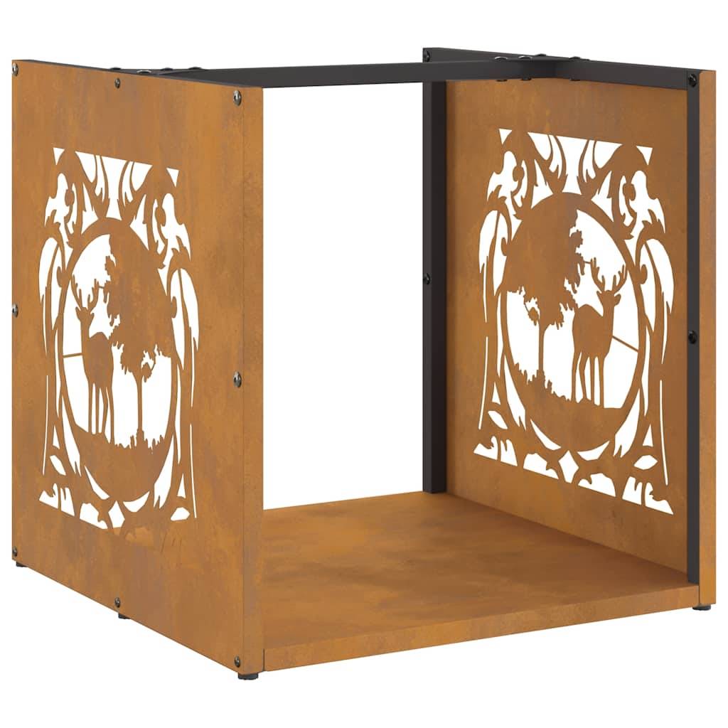 Casier à Bois Design Carré 40 cm en Acier Corten pour Jardin ou Salon – ComfortXL Outdoor Living - Image 2