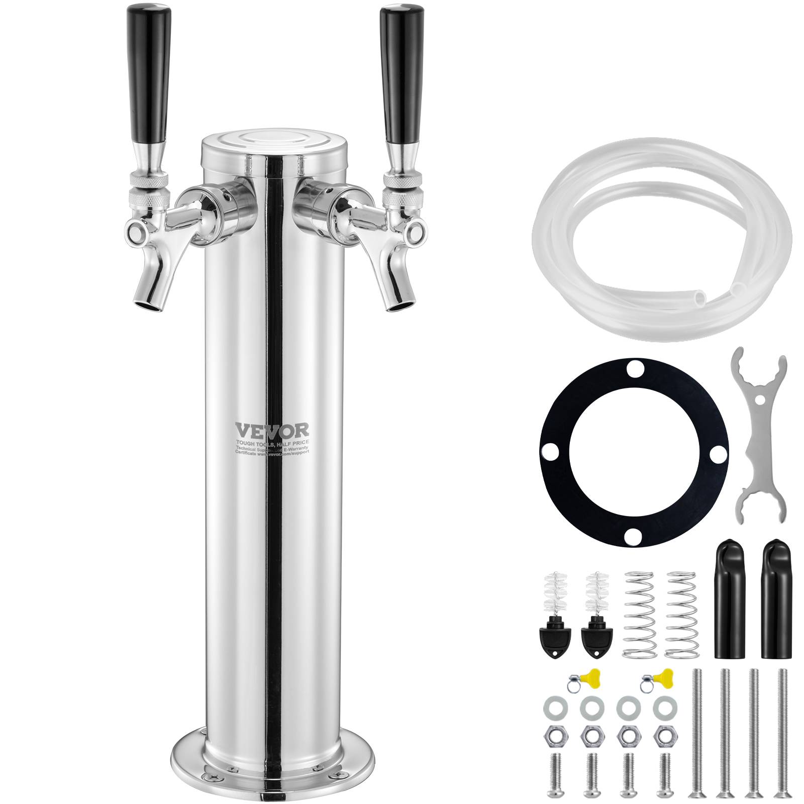 VEVOR Kit colonne bière pression double robinet, inox, tubes pré-assemblés. Bar, café. - Image 1