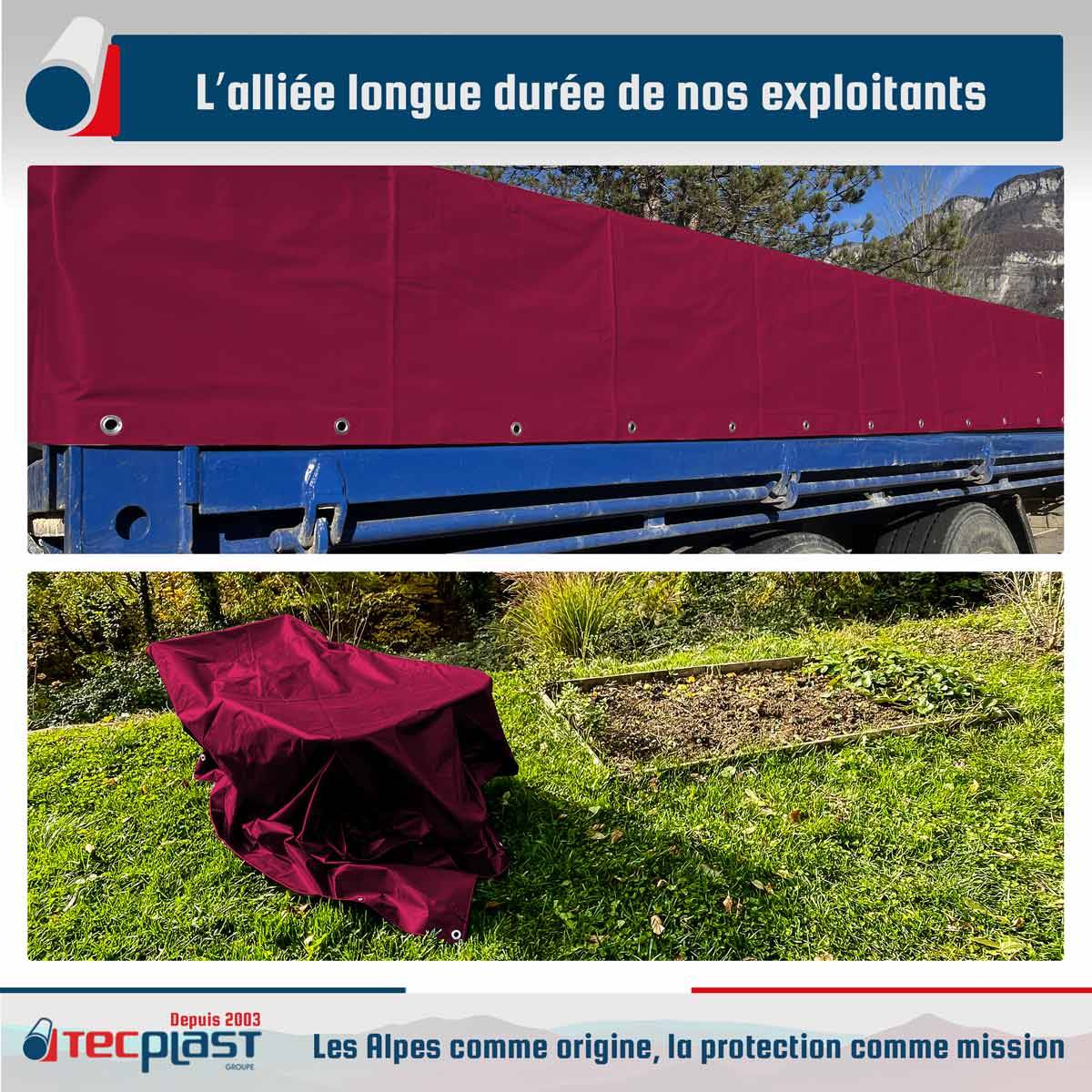 Bâche Agricole 4x6 m LP506AG Rouge Bordeaux - Garantie 5 ans - Bâche PVC étanche de protection pour Matériel agricole TECPLAST - Imagen 2