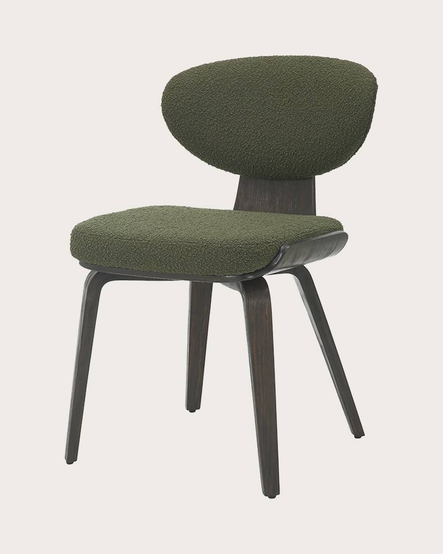 Hele - Chaise hele en tissu vert et pieds en bois - UNIQKA - Imagen 3