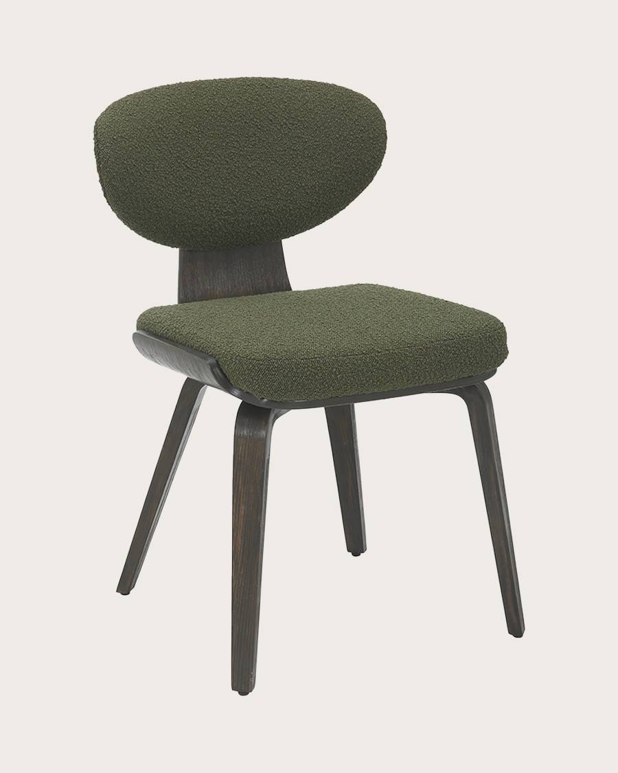 Hele - Chaise hele en tissu vert et pieds en bois - UNIQKA - Imagen 6