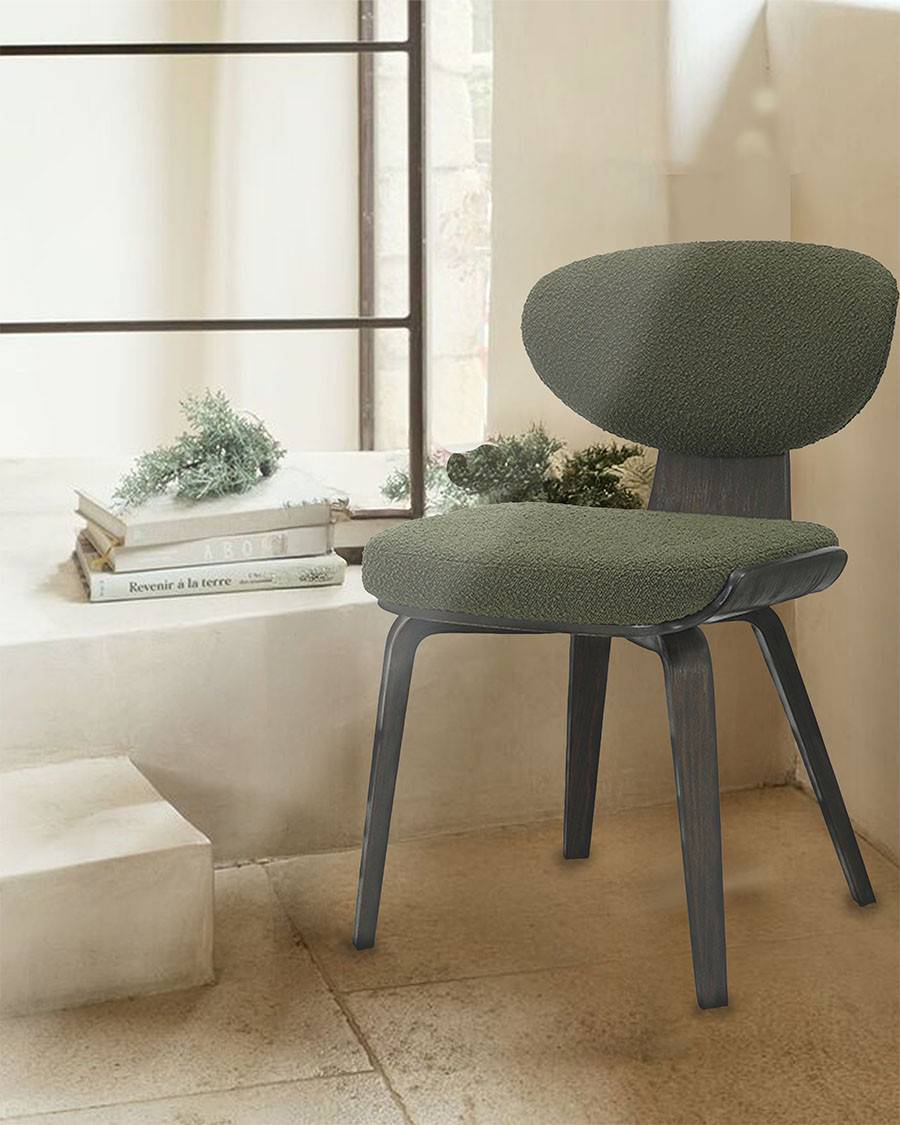 Hele - Chaise hele en tissu vert et pieds en bois - UNIQKA - Imagen 2