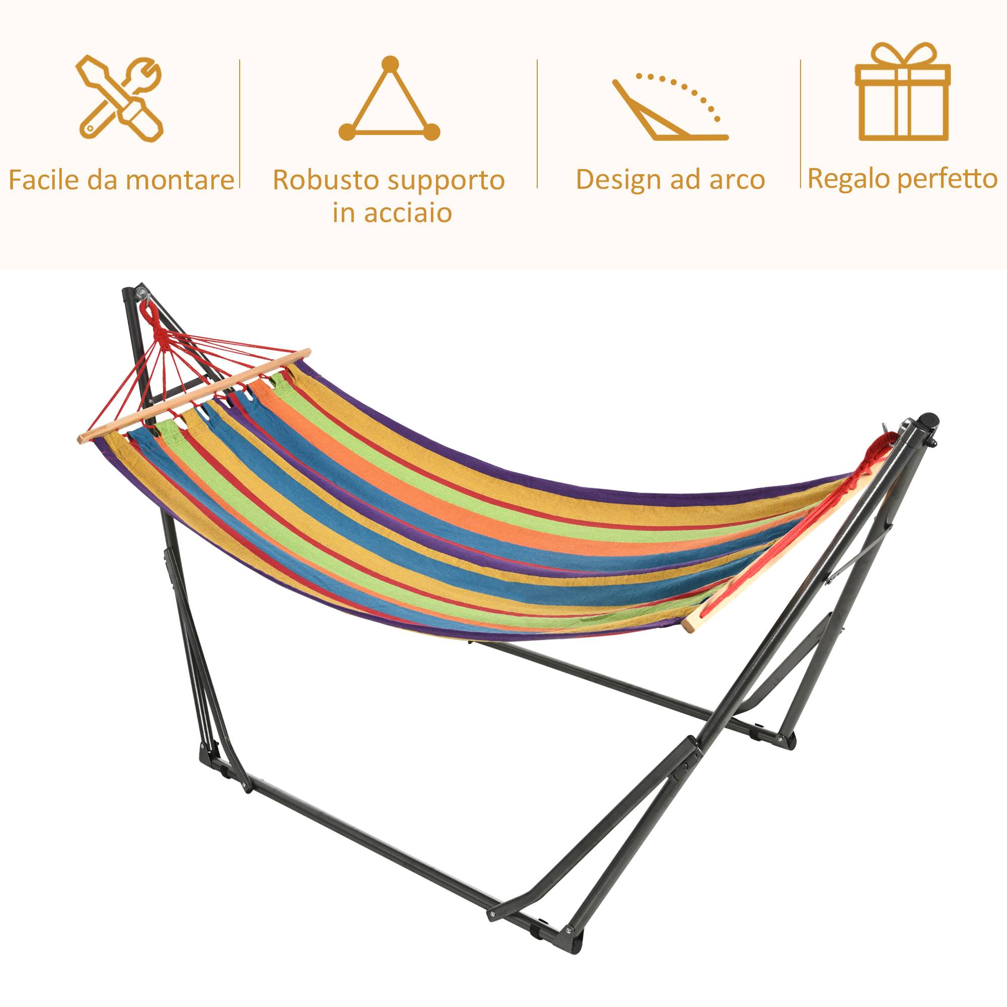 Hamac autoportant support pliant, lit coton et structure acier, multicolore - Image 8
