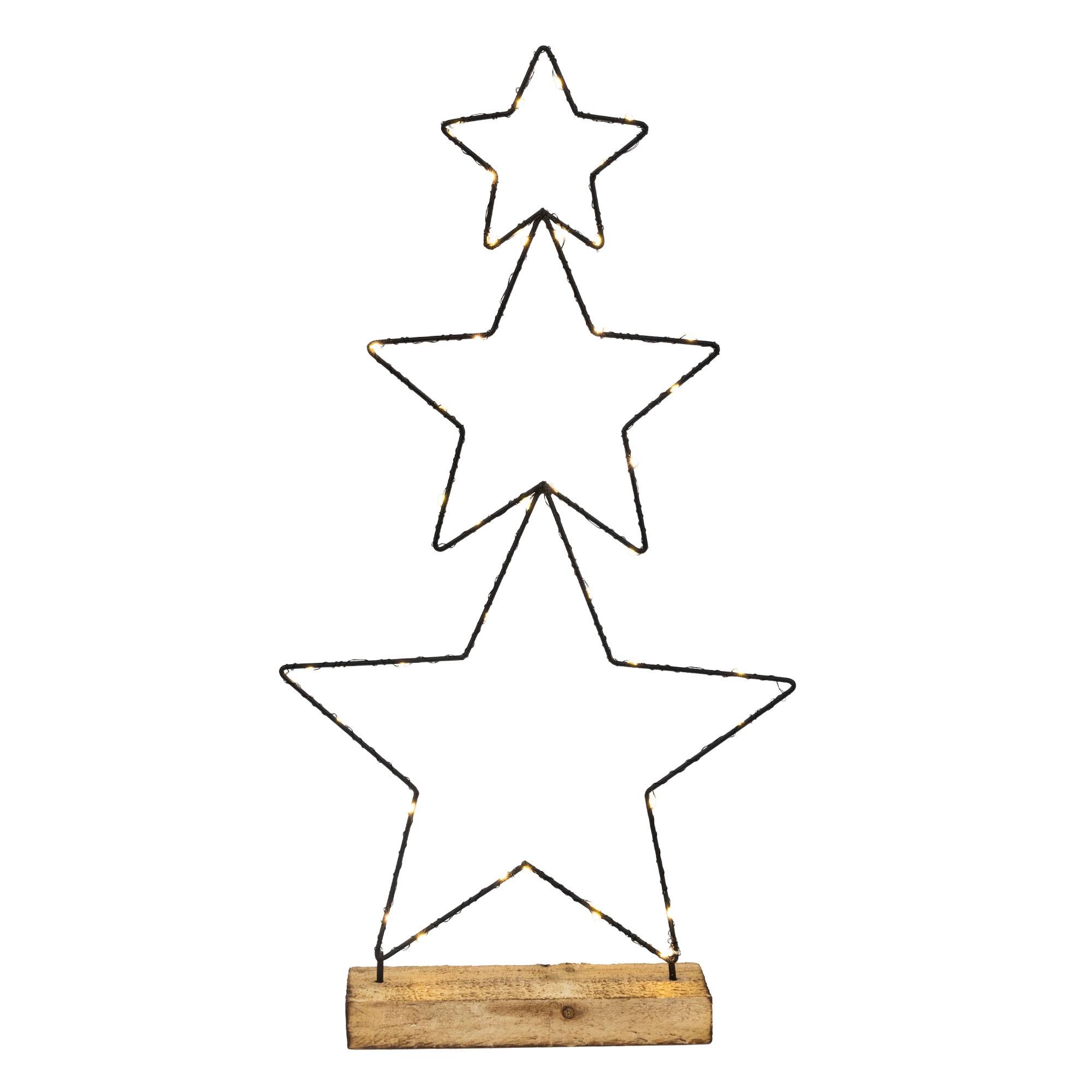 Ecd-Germany - 3x Étoiles décoratives de Noël avec 40 LED en métal éclairage blanc chaud 57 cm - Imagen 1