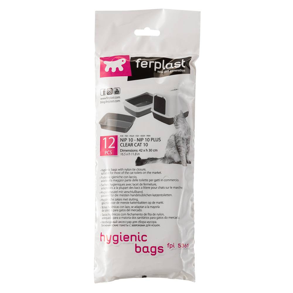 Ferplast - Bolsas higiénicas para arena de gatos Nip 10 Ferplast 12 piezas 43x30 arena