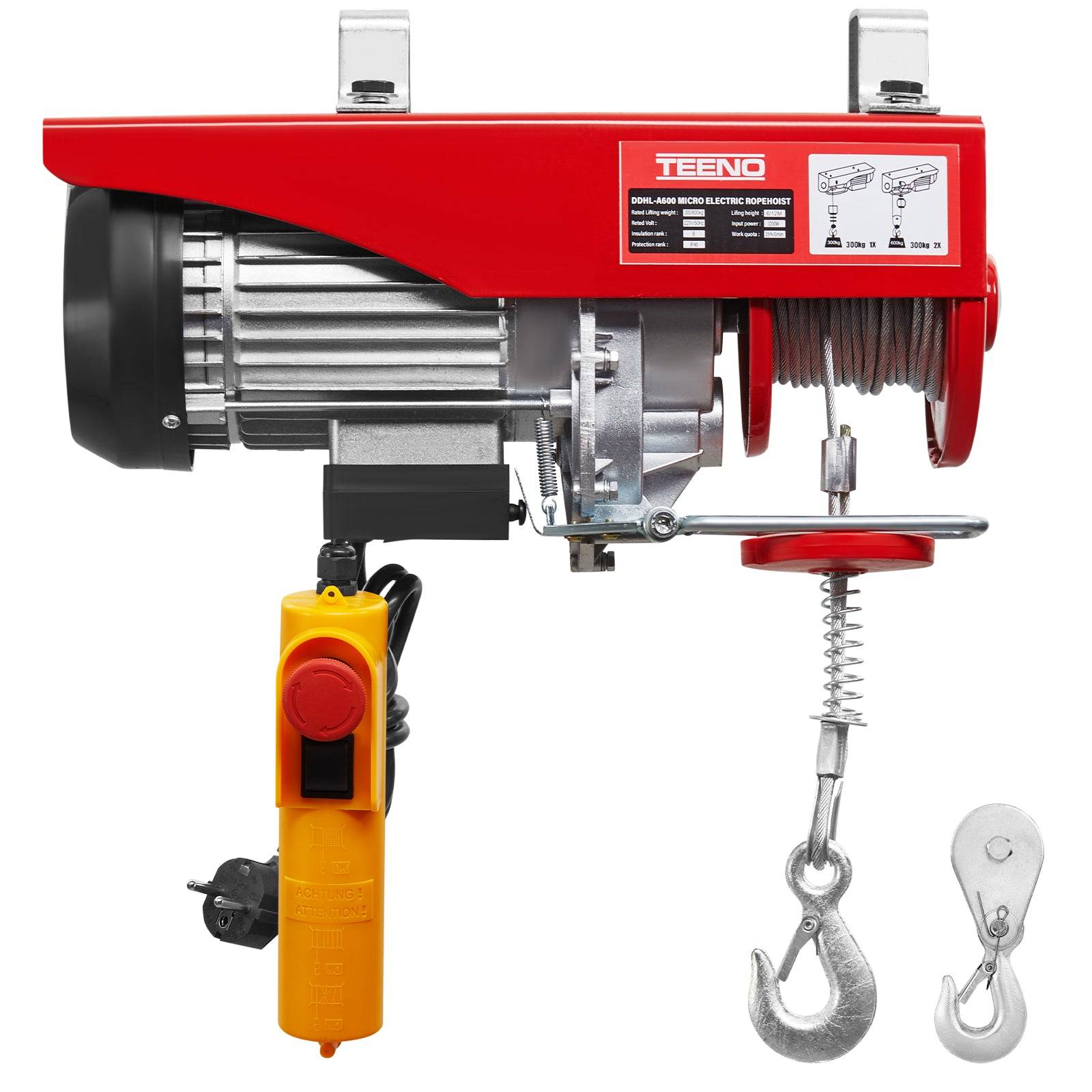Teeno - Palan électrique 1200W, 220V, Suspension Simple et Double 300KG/600KG - Image 1