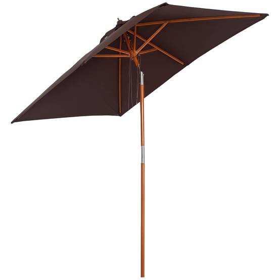 ComfortXL - Parasol rectangulaire bois pour jardin et terrasse inclinable 2x1.5m café - ComfortXL Outdoor Living - Image 1