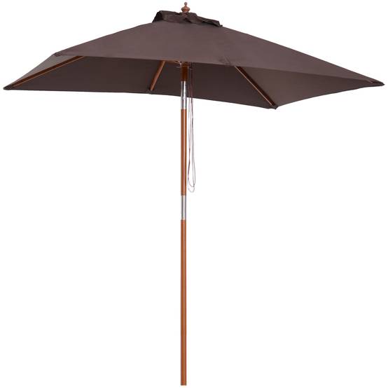 ComfortXL - Parasol rectangulaire bois pour jardin et terrasse inclinable 2x1.5m café - ComfortXL Outdoor Living - Image 2