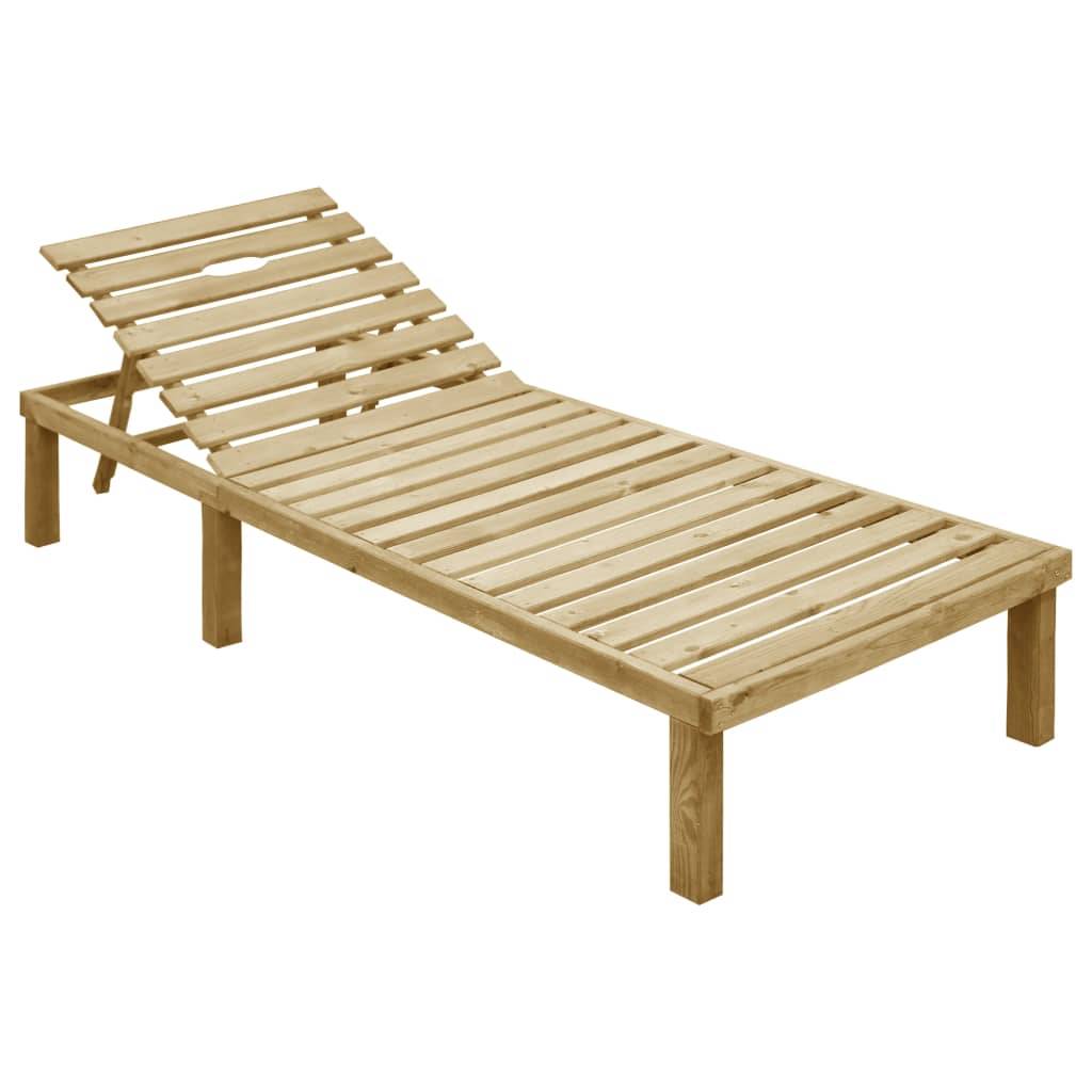 Helloshop26 - Transat chaise longue bain de soleil lit de jardin terrasse meuble d'extérieur avec coussin vert bois de pin imprégné - Imagen 2