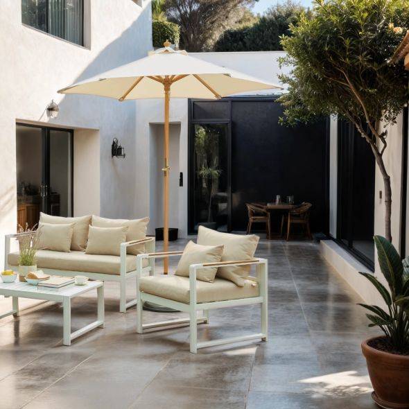 Parasol droit REVA rond diamètre 2m - toile beige clair Beau Rivage - Imagen 2
