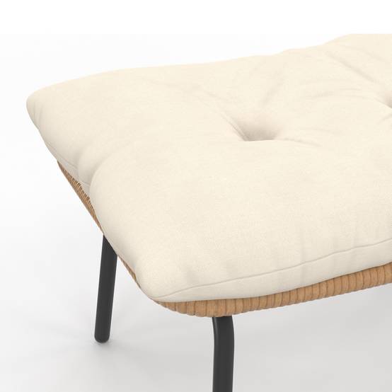 Lot de 2 fauteuils de jardin relax LOA effet rotin avec coussins écrus et repose-pieds - Image 6