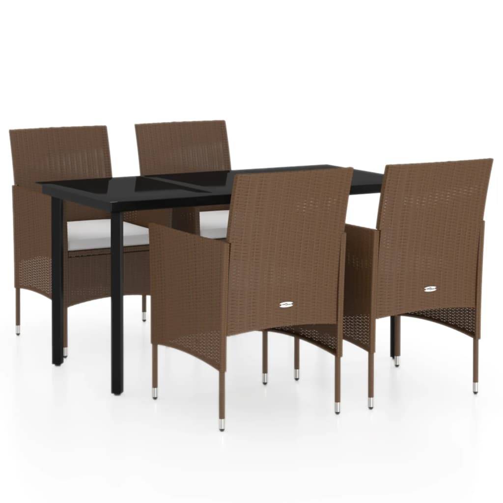Table et Chaises de Jardin 4 Pers Résine Tressée Acier Extérieur Marron 5 pcs – ComfortXL Outdoor Living - Image 2