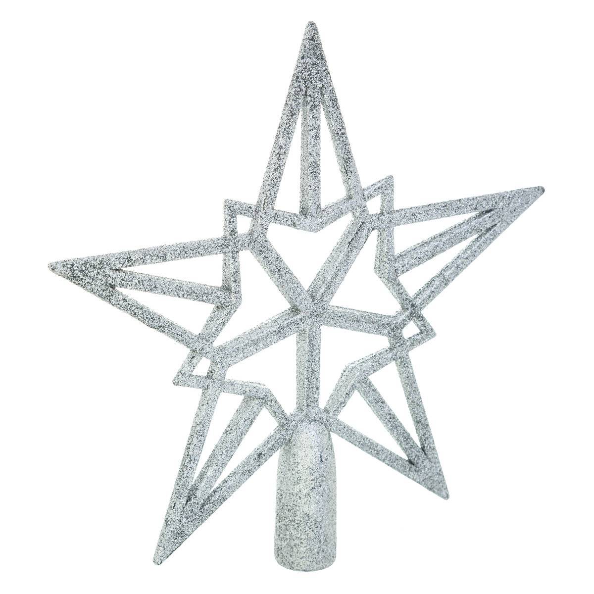 Fééric Lights & Christmas - Cimier Étoile Paillettes Argent 20 cm - Feeric Lights & Christmas - Imagen 1