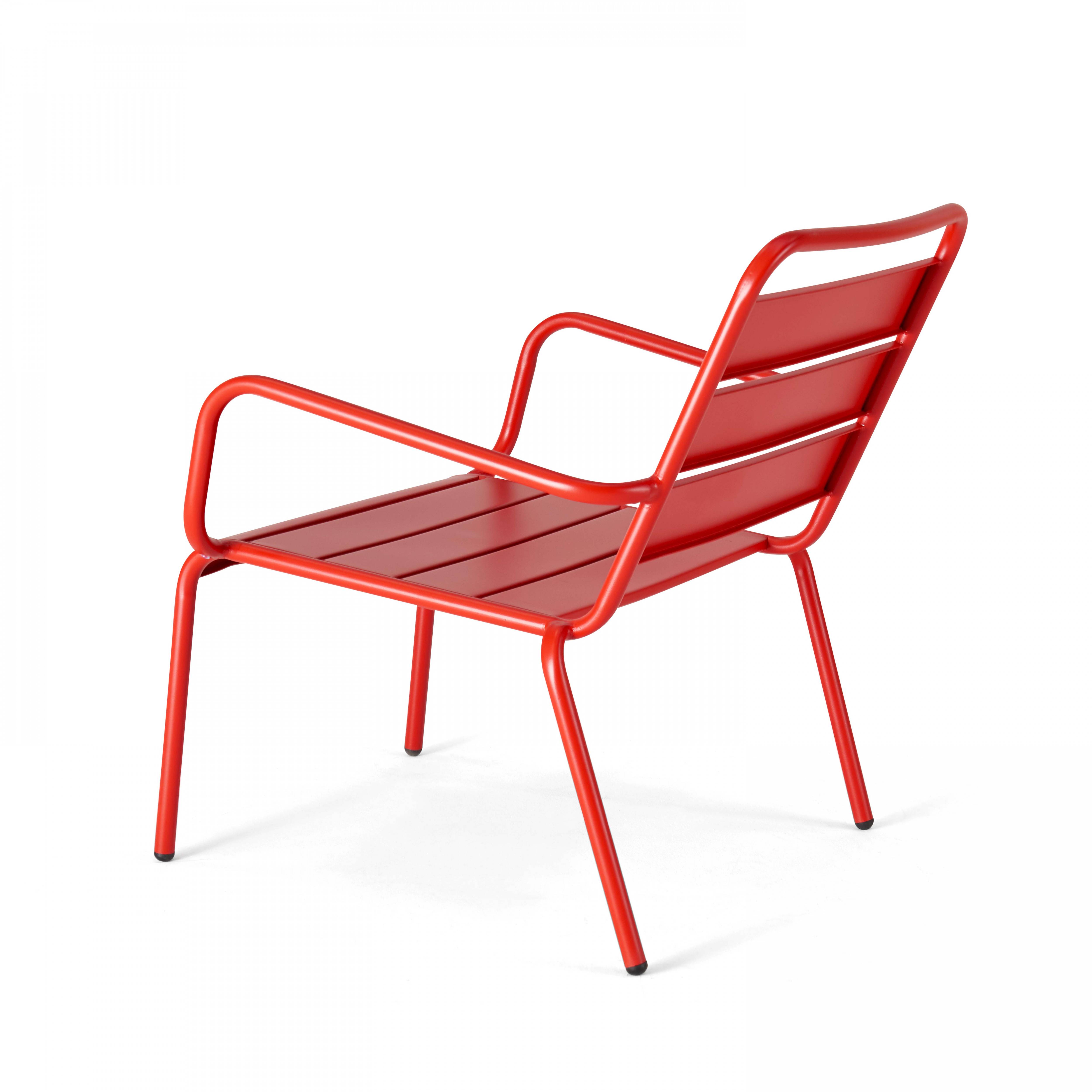 Oviala - Fauteuil relax et repose pied en métal rouge Palavas - Oviala - Imagen 5