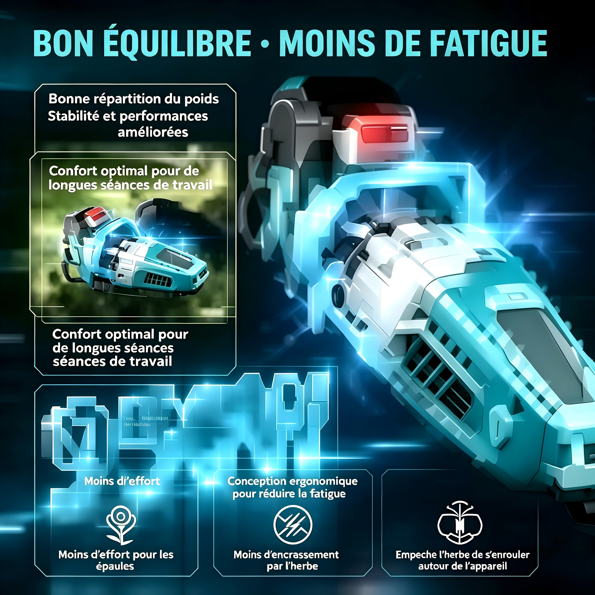 Sans Marque - Tondeuse à gazon sans fil 950 W avec moteur sans balais Traumheim - Image 3